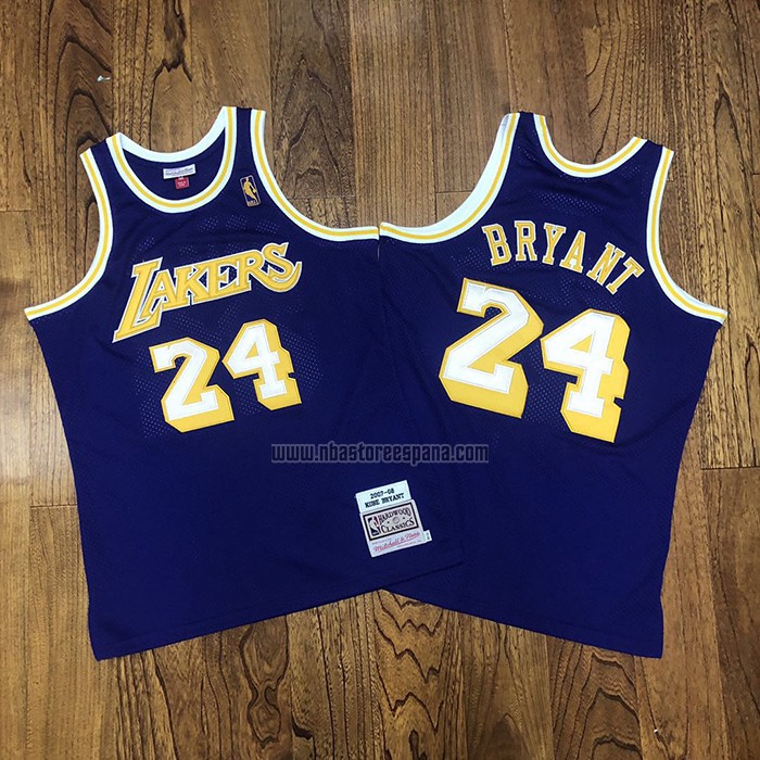 Camiseta Los Angeles Lakers Kobe Bryant NO 24 Mitchell & Ness 2007-08 Violeta
